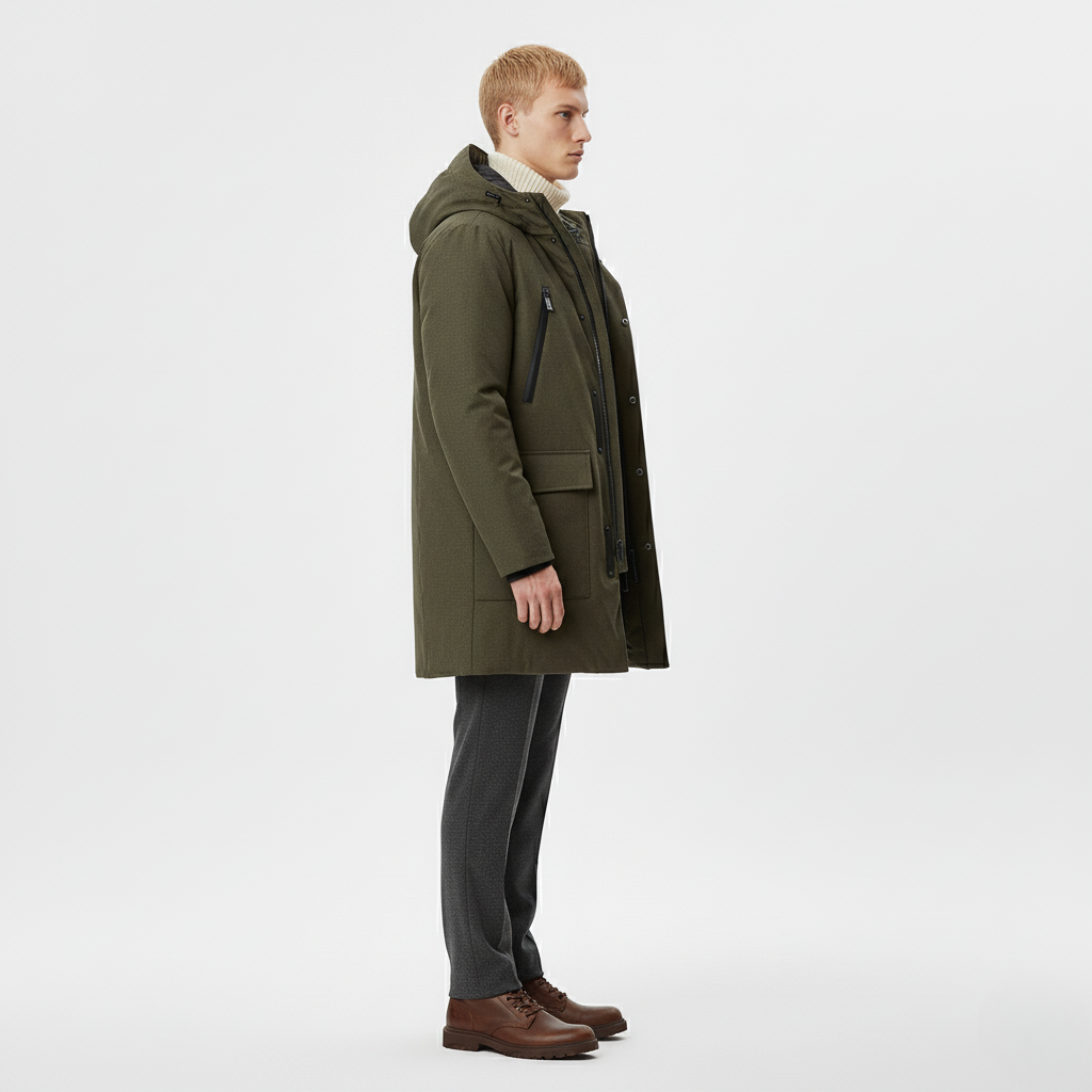 Winter Parka with Layered Knit Sweater