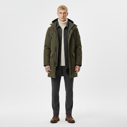 Winter Parka with Layered Knit Sweater